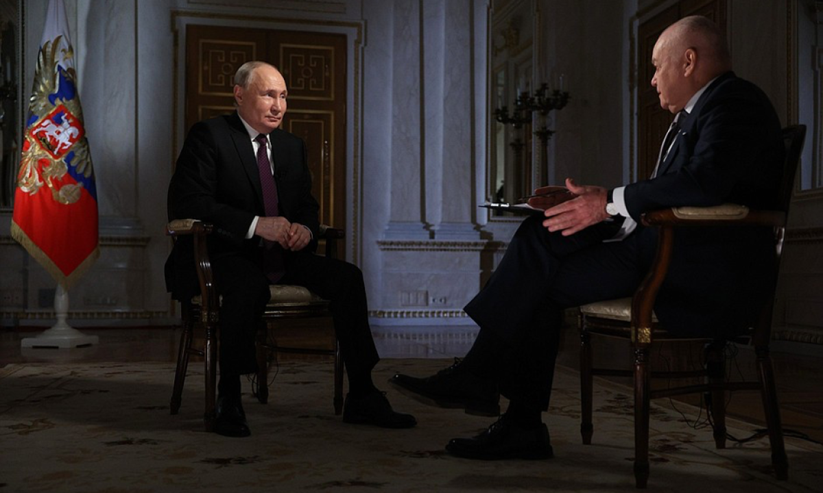 Präsident Putin am 13. März im Interview mit Dmitri Kiselev
